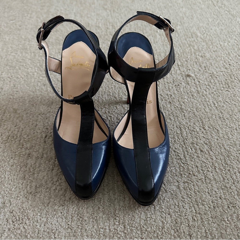 Christian Louboutin Black and Blue Heels - Picture 4 of 6